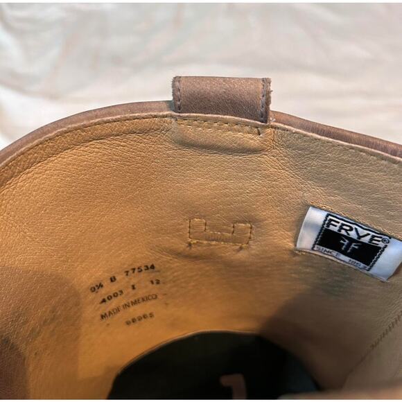 Frye Paige Tall Leather Riding Boots Gray Tan Sz 9.5B Distressed Boho Western - Picture 5 of 5